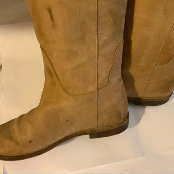 Frye Riding Boots Leather distressed Knee High Round Toe Brown US 6 - Picture 10 of 16